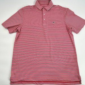 Vineyard Vines Performance Polo Golf Red White Striped Mens L